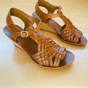 Tory Burch Nadia Wedge Sandal, Royal Tan, Size 8.5